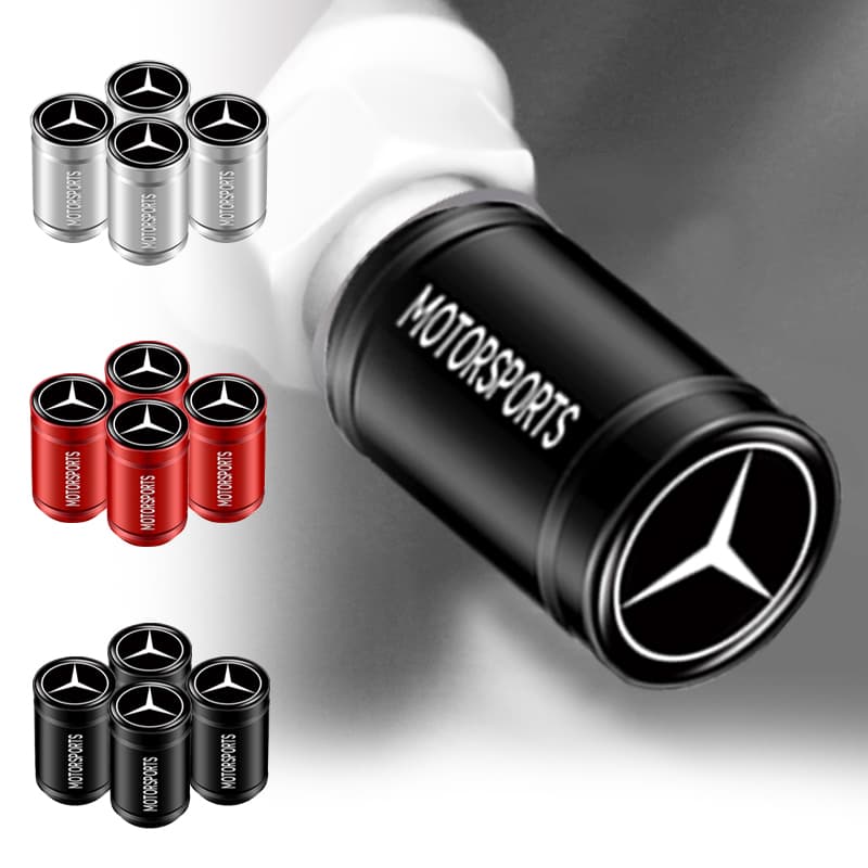 4pcs Tampa De Alumínio Para Pneus Carros À Prova De Pó Proteção Cilíndrica Rodas Mercedes Benz Classe W212 W211 W210 W203 W204 W205 CLA GLK CLS A C E
