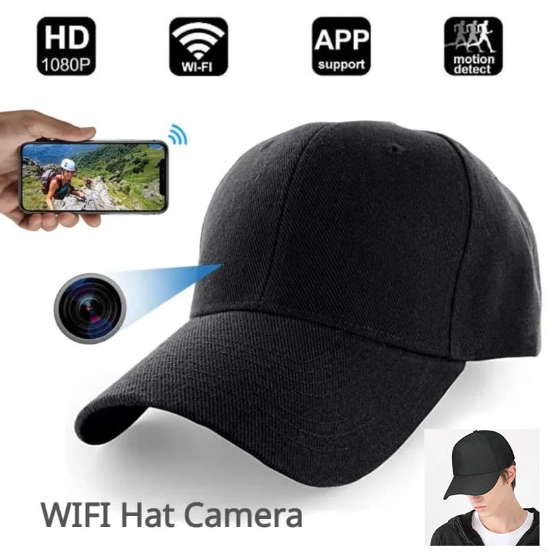 1080P Câmera HD WiFi Mini Hat Camera De Vídeo Portátil Com Para Esportes Ao Ar Livre Boné De Baseball Suporte De Visão Remota Gravador De Detecção De Movimento
