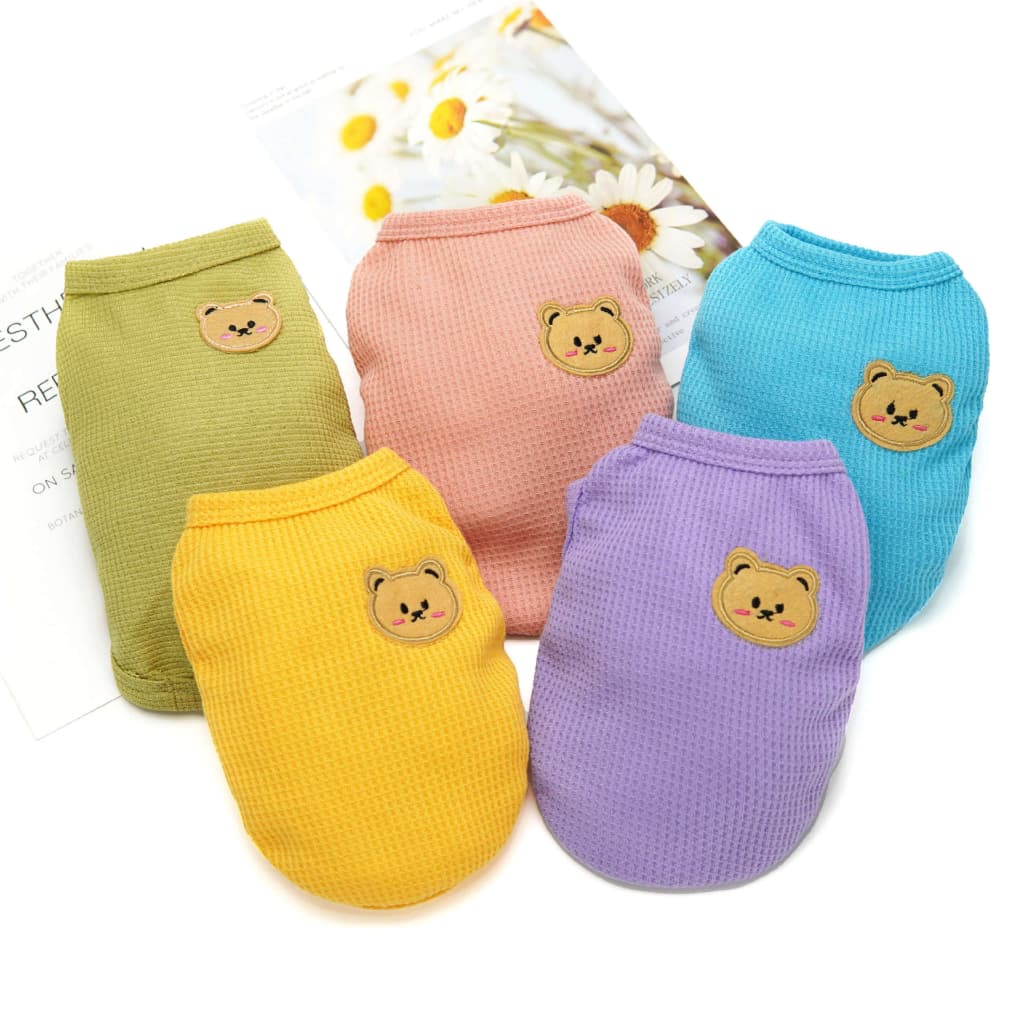Roupas Para Cães De Urso De Waffle Shih Tzu Colete Fino Cachorro Macho E Fêmea Camiseta Fina Gato De Verão Animais De Estimação