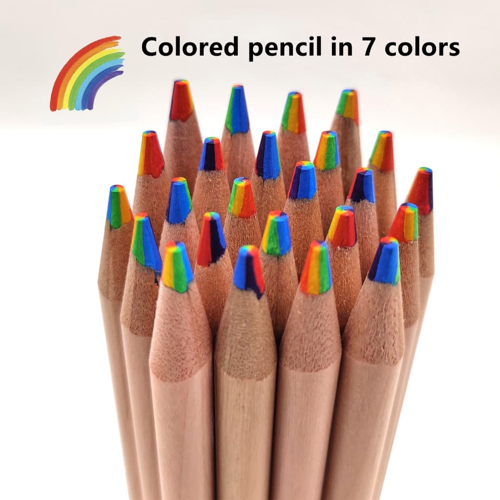 Lápis colorido em 7 cores Caneta Arco-Íris Com Núcleo De Cor Lápis Multicolor Gradiente Mágico Colorido artigos de papelaria presente prémio Abertura da Escola belas artes desenhar Material para estudantes material de Escritório