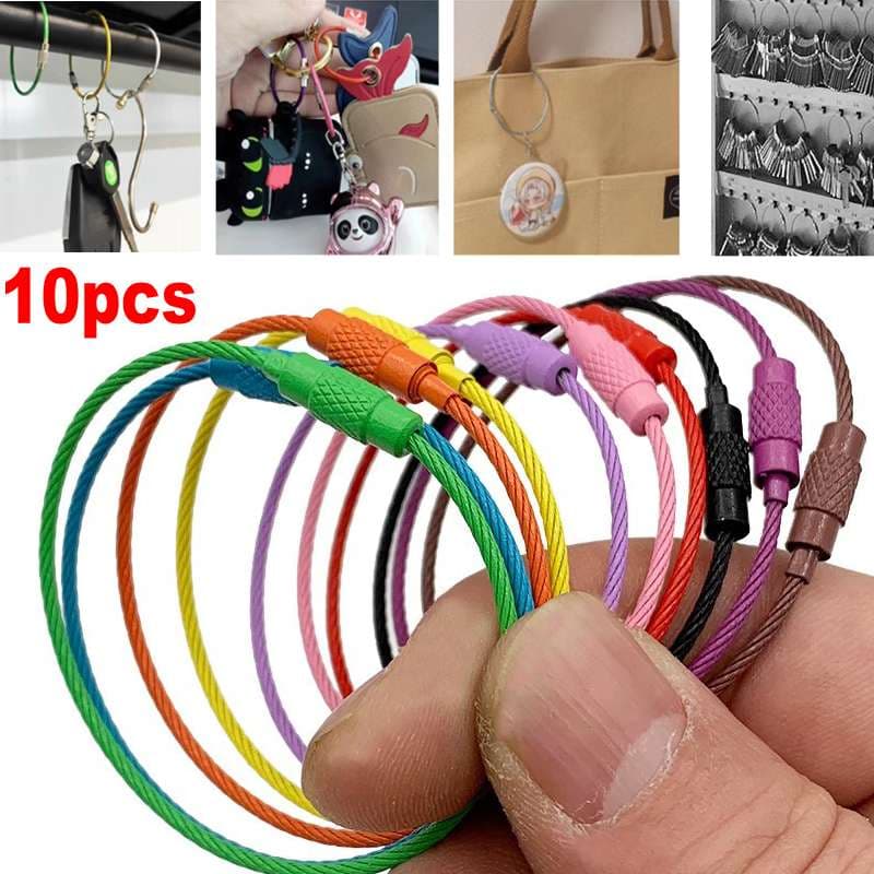 10pcs Chaveiro De Colorido Mix Porta-Chaves Mosquetão De Aço Inoxidável Ferramentas Para O Exterior De Fio Cabo R