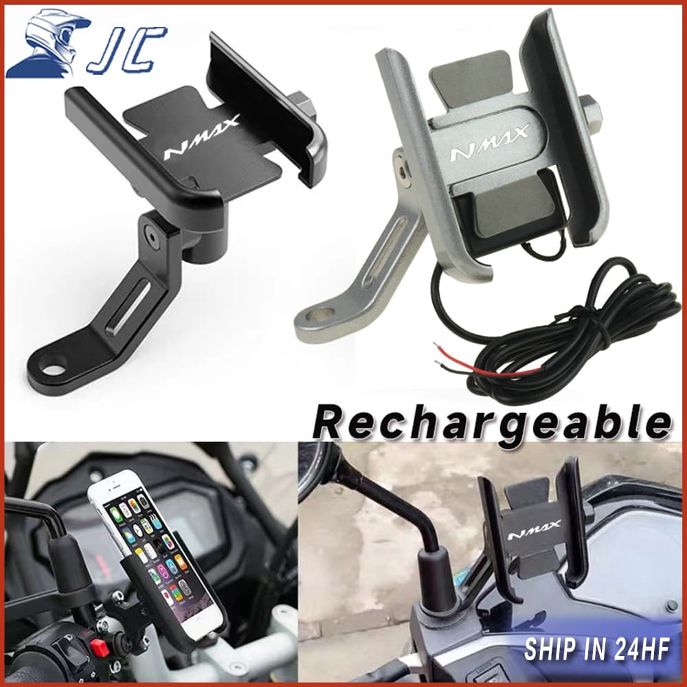 Para YAMAHA NMAX V1 V2 V3 2015-2024 2025 155 125 Suporte Do Telefone Móvel CNC Carregável Espelho Retrovisor