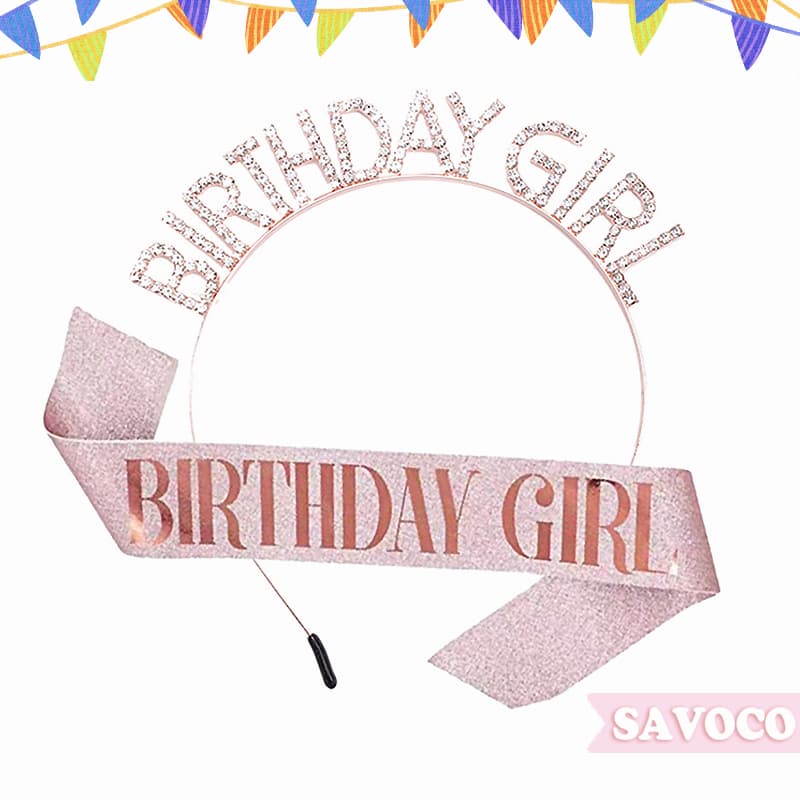 SAVOCO Sweet Birthday Girl Headwear Fitas De Aniversário Princesa Satin Sashes Fita Suprimentos Para Festas De Moda Acessórios De Cabelo SH088
