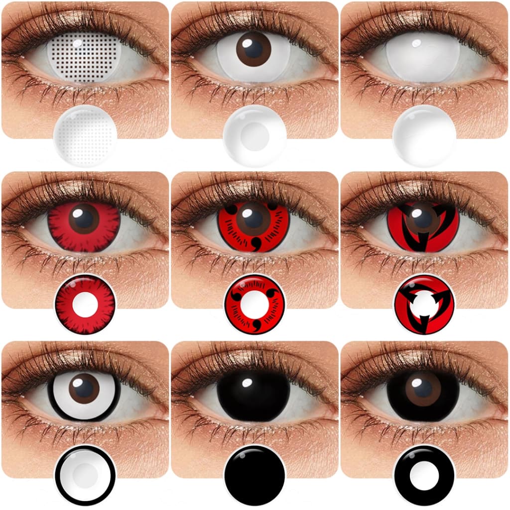Lente de Contato Cosplay Anime para Halloween Sharingan/Naruto/Olhos de gato/Manson 1 Par