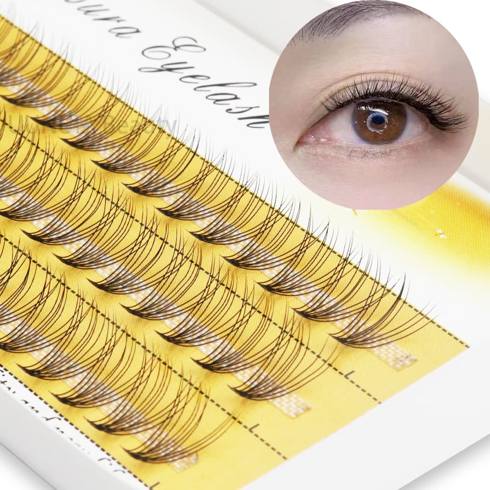 1 caixa de 60 cílios naturais de seda, 10D 0.07 mm C/D, cílios falsos naturalmente crespos