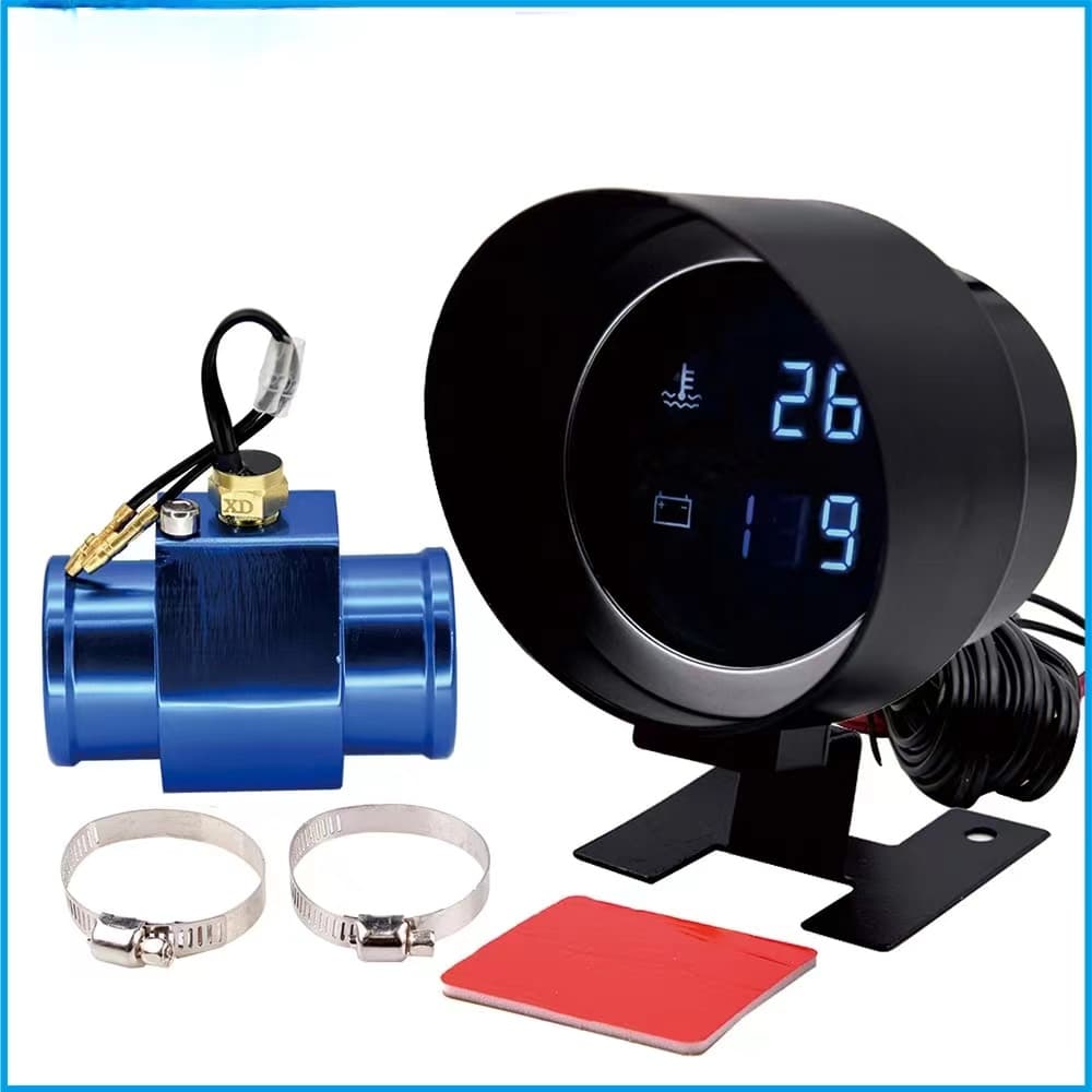 2 Em 1 Medidor Digital De Temperatura De Água Voltímetro Led Sensor Tubo De Junta Carro De Motocicleta