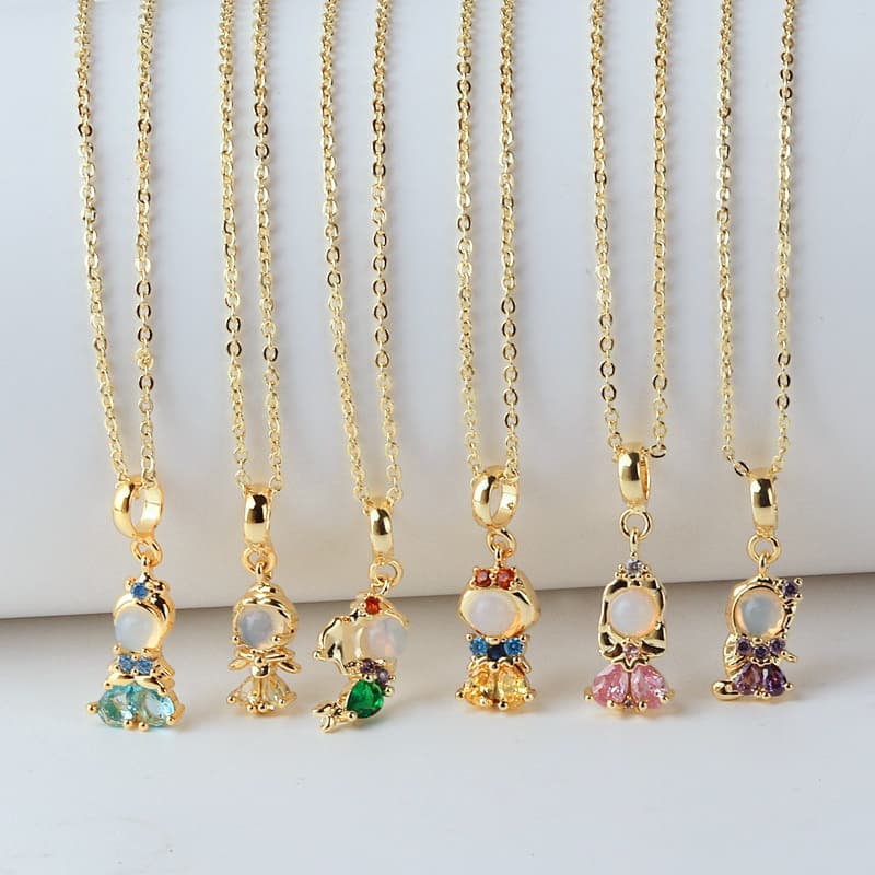 Colar série princesa sereia princesa colar belle princesa pingente acessórios