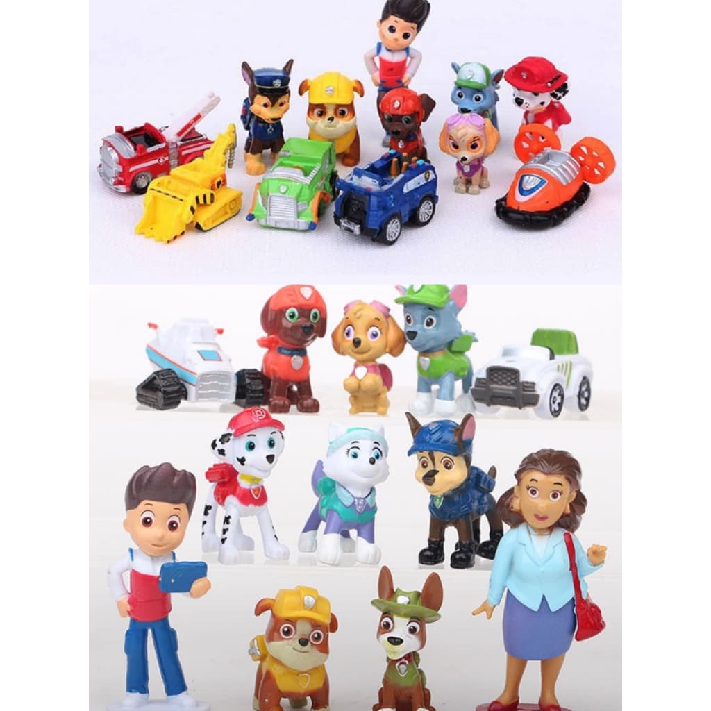 12pcs Patrulla Canina Anime Figuras Ryder Marshall Patrulha Bonecas Chase Rocky Zuma Skye 4-10cm Brinquedos Infantis