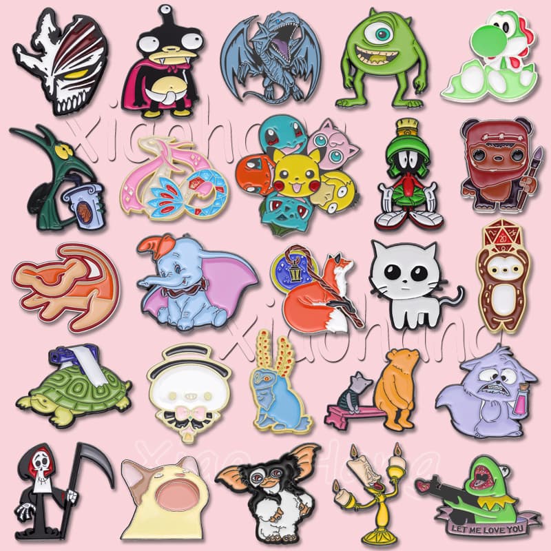Bonitos Desenhos Animados Gato Elefante Esmalte De Animal Broche De Monstros Engraçado Alfinete De Elfo Crachás Lapela Broches