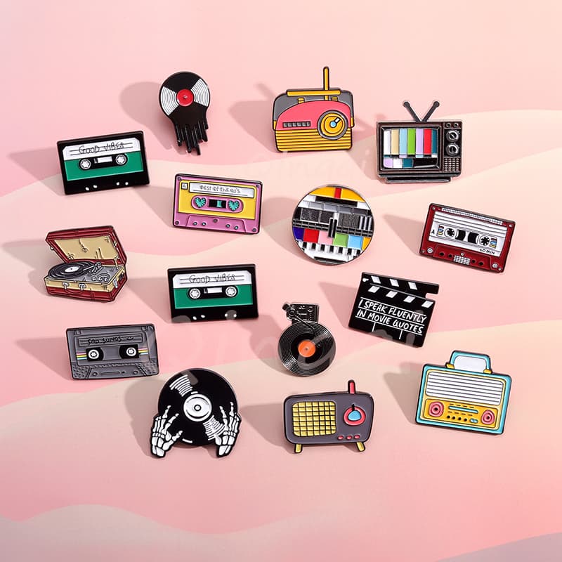 Clássico Música Esmalte Pin Broche CD Rock Musical Lapela Crachás 90's Music Life Badge Punk Jóias