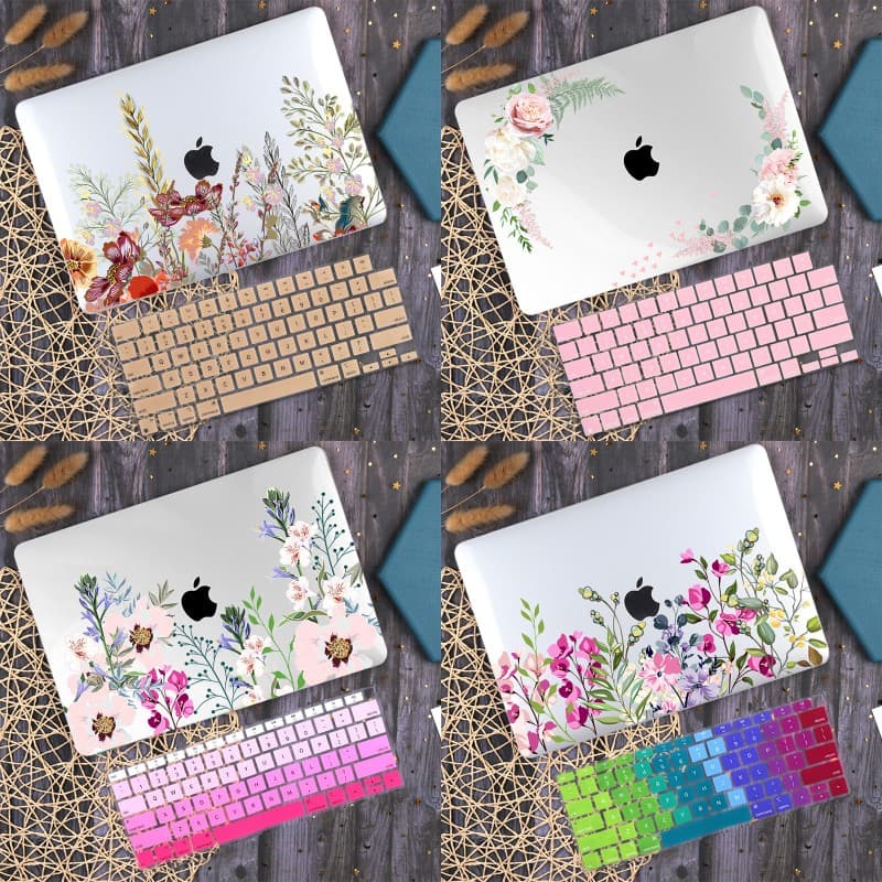 Estojo Floral Para Macbook Air 13.6 M2 A2681 A2337 A1466 pro 13 14 Polegadas A2338 A2442 A1706 retina 12 A1534 Com Capa De Teclado Colorida