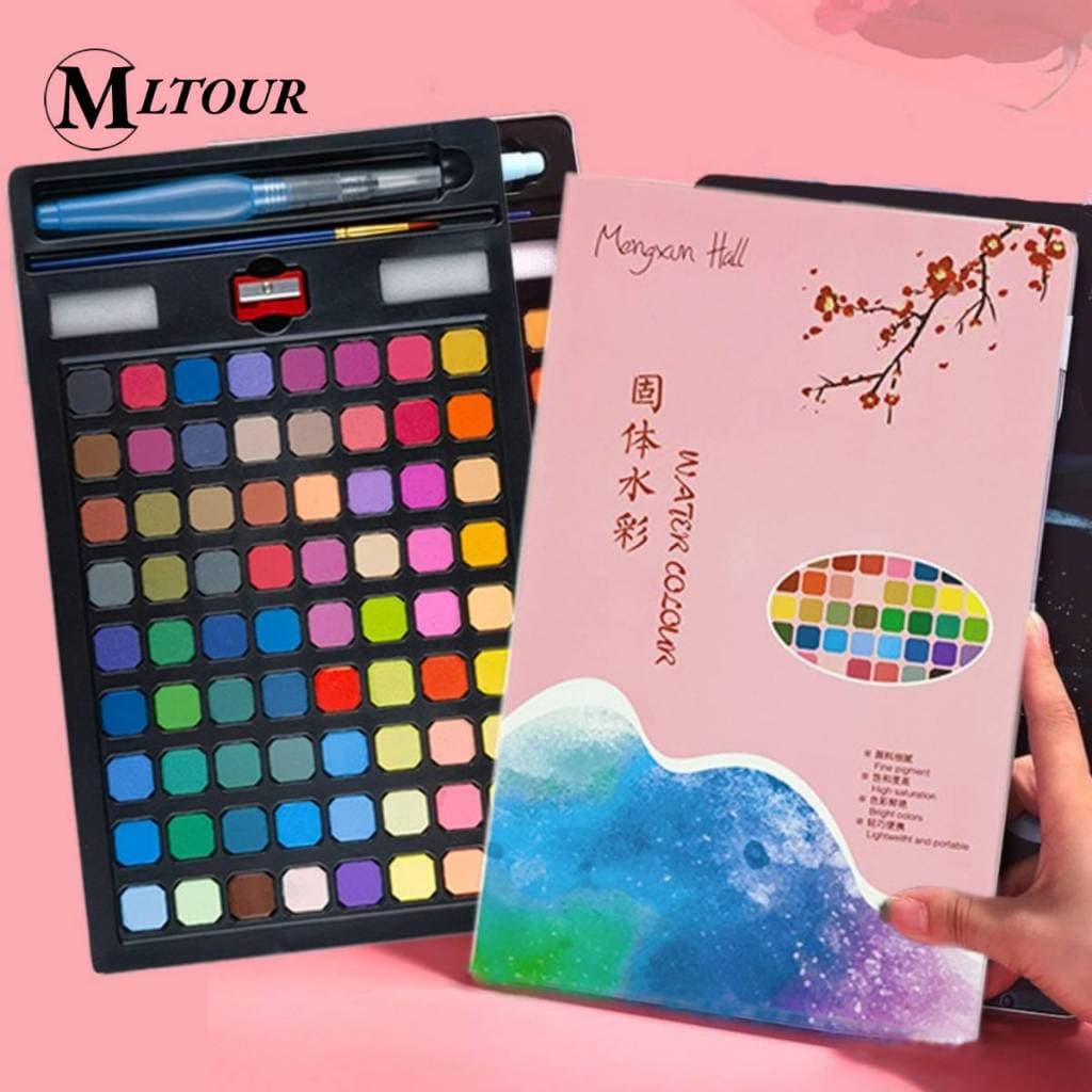 48/60/72 Cores Kit Aquarela Com Pincel De Pintura Pigmentos De Desenho Portáteis Presente De Papelaria Suprimentos