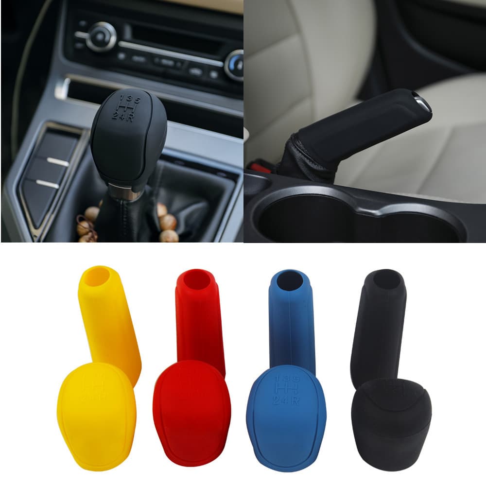 2Pcs/set Cabeçote De Engrenagem Do Carro Em Silicone Durável Tampa Botão De Mudança De Marcha Freio De Mão Capa Protetora Diy Car-styling