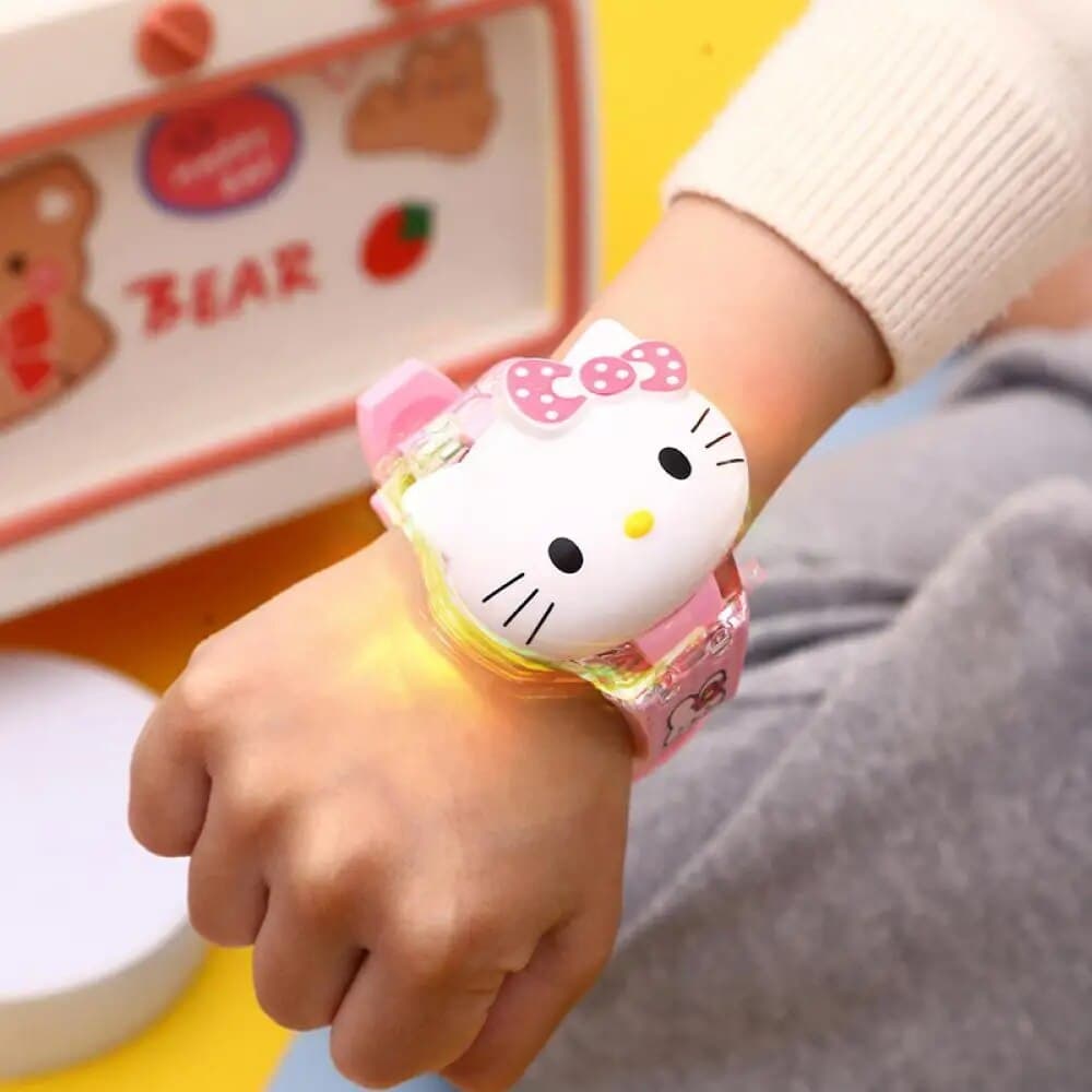 Kawaii Sanrio Hello Kitty Doll Toy Watch Anime Figura De Música Repelente De Água Capa Flip 3-12 Anos Presente De Aniversário
