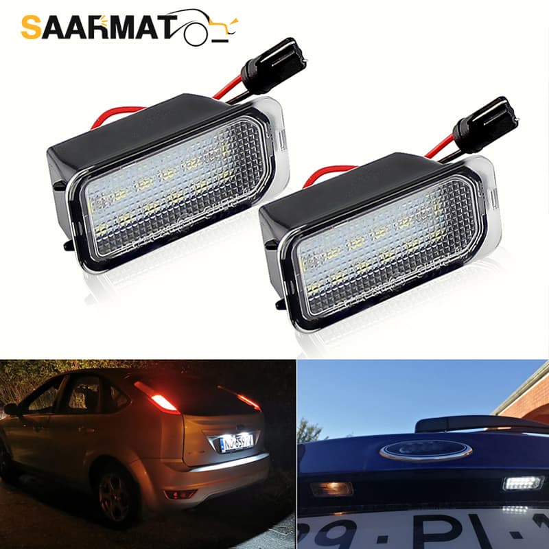2pcs Luz de placa de licença LED branca Para Ford Fiesta Fusion Focus Mondeo Kuga Galaxy Ecosport KA+ Transit Tourneo