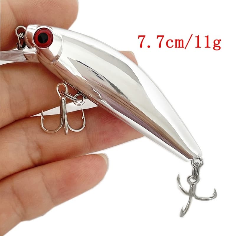 1PCS Afundando Isca De Pesca De Minhoca Lure 11g/77mm Prata Galvanizada Artificial Wobbler Crankbait Fishing Tackle