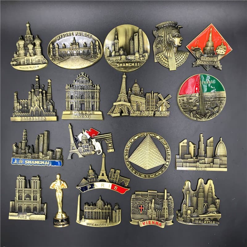 França Paris Metal 3D Bonito Ímã Geladeira Adesivo Londres Viena Rússia Egito Pirâmide Dubai Decoração Lembrança Para Ca
