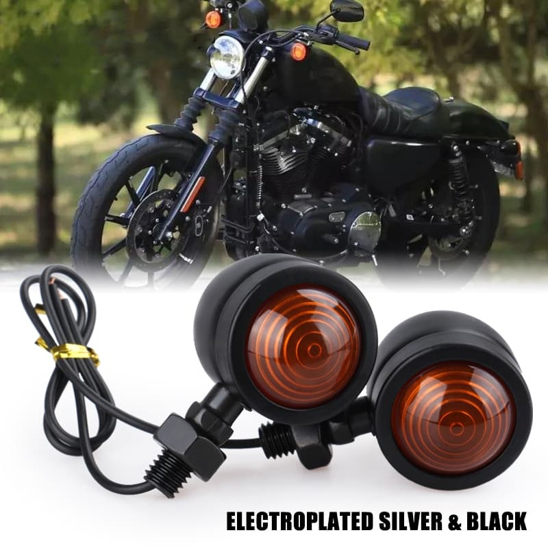 Pisca-Retro Metal 12V Luzes De Sinalização De Giro De Motocicleta Com Um Único Fio Para Cruiser Bobber Sportster Cafe Racer Universal