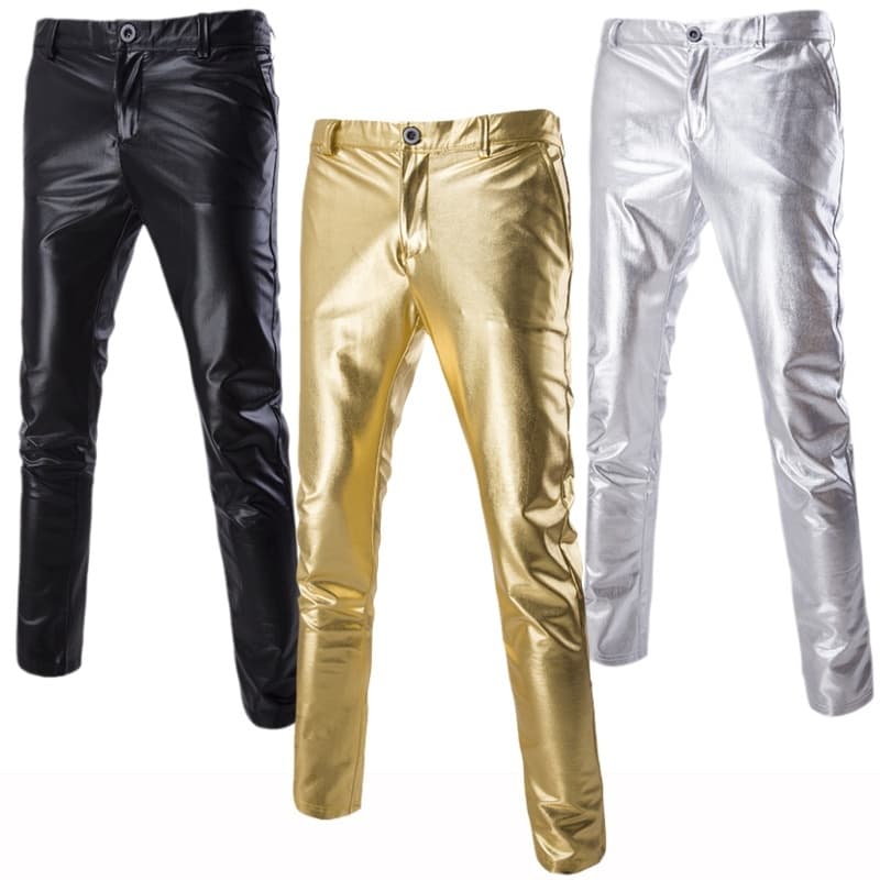 Calças De Couro Douradas Masculinas Brilhantes Terno Dourado Fashion Party Club Fantasia De Dança Do Cantor