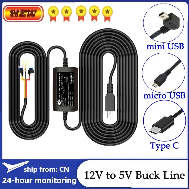 (Pronto Estoque) Mini Carregador De Carro Com Fio Resistente Para Traço Cam Monitoramento De Estacionamento 24H