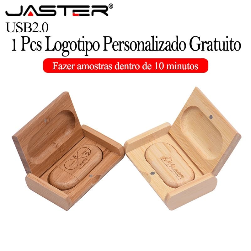 JASTER (Logotipo Personalizado Gratuito) USB Flash Drive 64GB Presentes De Casamento 2.0 Memory Stick 32GB Madeira Com P