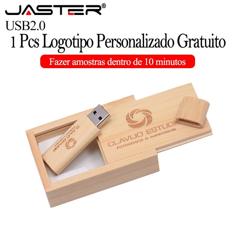 JASTER (Logotipo Personalizado Gratuito) USB Flash Drive 64GB Gravação A Laser 2.0 Memory Stick 32GB Madeira Com Pen Cai