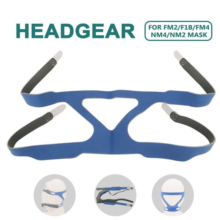 Máscara Azul E Preta Cpap Headgear FM2 F1B FM4 NM2 NM4 Elástico Algodão Respirável Anti-Ronco Apnéia Do Sono