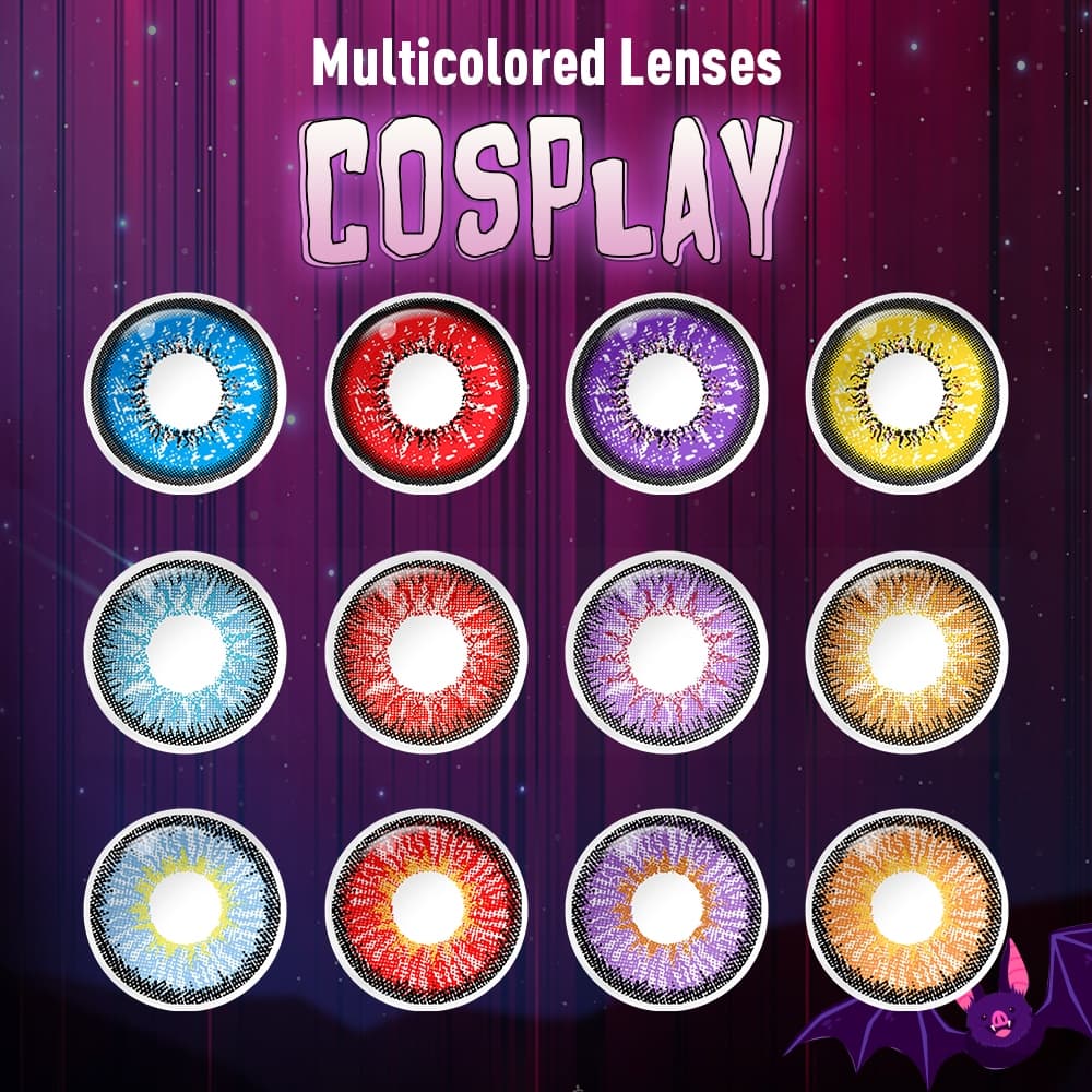 1 Par De Lentes De Contato Coloridas Cosplay 14,5mm Diâmetro/Magister Colorido/Bright Purple Annual