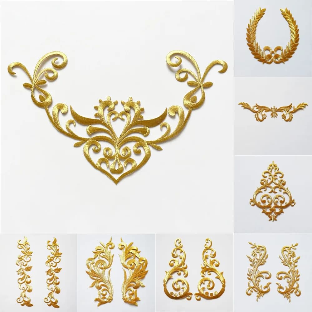 Ouro Prata Bordado Barroco Flor Apliques Ferro Costurar Em Remendo Para Casamento Vestido De Noiva Roupas Tecido Decoraç