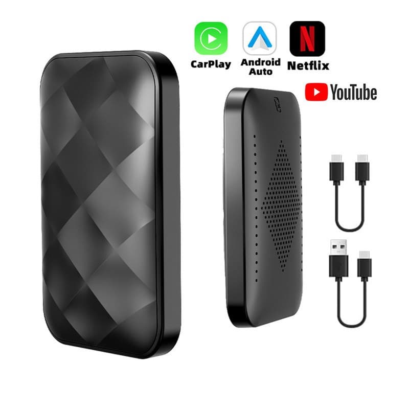 Carplay Ai Box Android 12.0 E Adaptador Automático Sem Fio Com Netflix YouTube Google Play 2 Gb + 16