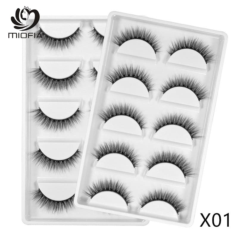 Caixa De 5 Pares De Cílios Postiços Naturais Modelo X01 X05 X06 X08 S19