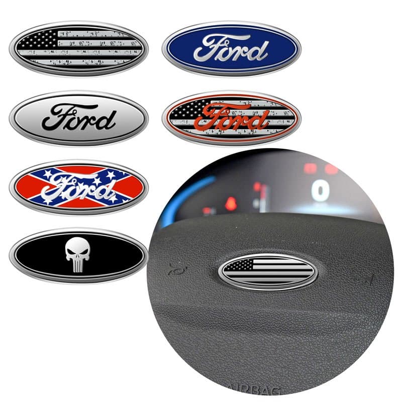 Car Steering Wheel Emblem Badge Cover Sticker Decals for Ford Focus Fiesta Mondeo Edge Ecosport Ranger Escape Kuga