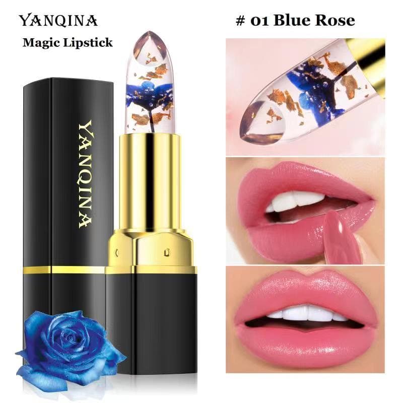 Batom Mágico De Mudança De Cor Temperatura À Prova D'água Hidratante Transparente Flor De Geleia Bálsamo Labial Cristal Maquiagem Cosmética