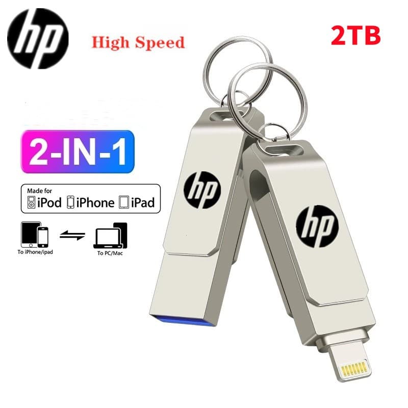2TB 1TB 1TB Pendrive OTG 2 Em 1 USB 3.0 Para Iphone 256GB 128GB 64GB 32GB 16GB Pen Drive i/O/S