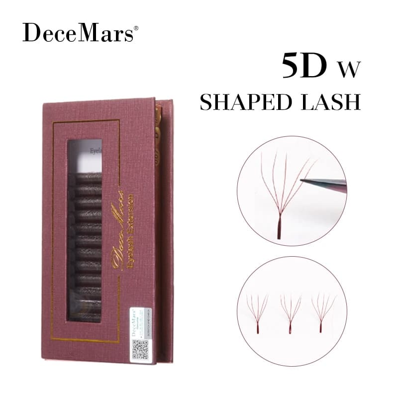 DeceMars 5D-Extensão De Cílios Em Forma De W (12 Linhas/Bandeja) Marrom