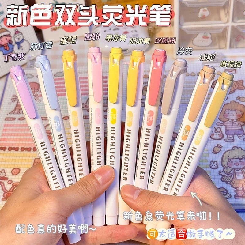 5 Pcs/Set Conjunto De Marcador De Dupla Ponta Para Proteção Dos Olhos Escrita Lisa Caneta Marcadora Multicolor Papelaria criativa