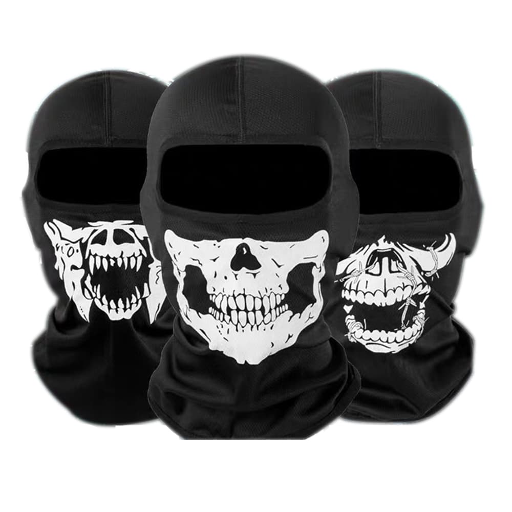 Skull Black Ghosts Impresso Para Cosplay Party Halloween Bike Cycling Outdoor Skateboard Máscara Caminhadas Skiing Tube Facial Completa De Motocicleta Balaclava