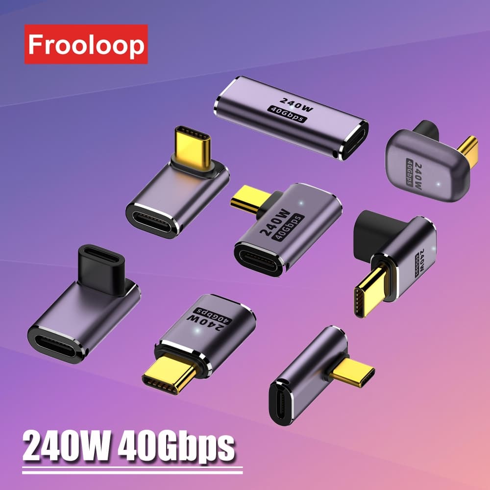 8K 240W 40Gbps USB C Macho Para Fêmea Conversor USB4.0 Tipo OTG 60Hz Adaptador De Vídeo Conector De 90 Graus PD Thunderbolt 3