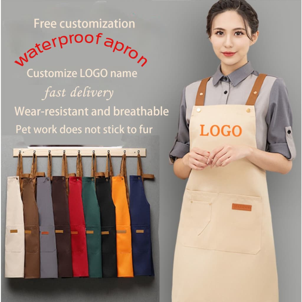 Avental waterpReady stock Telhado E De Cozinheiro À Prova De Óleo Pode Ser Personalizado Cozinha Doméstica Trabalho Chá De Leite D'água Mulheres