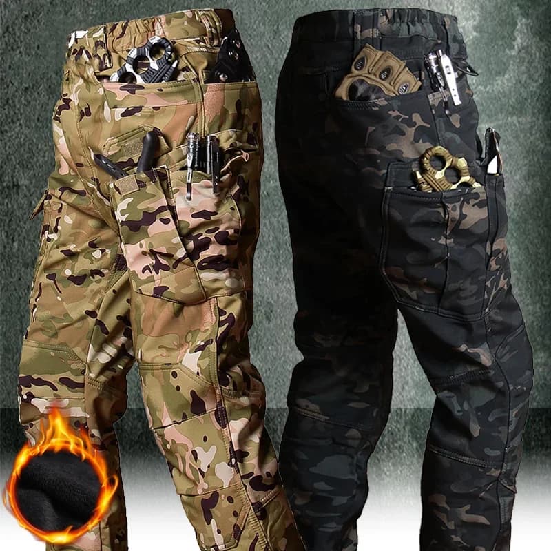 Macacão De Lã Quente De Múltiplos Bolsos À Prova D'água Camuflagem Para Esportes Ao Ar Livre De Vento