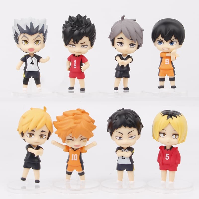 8Pcs/Set Haikyuu Q Ver . Anime Figura Hinata Shoyo Koushi Boneca De Brinquedo Em PVC Figuras Modelo Presente