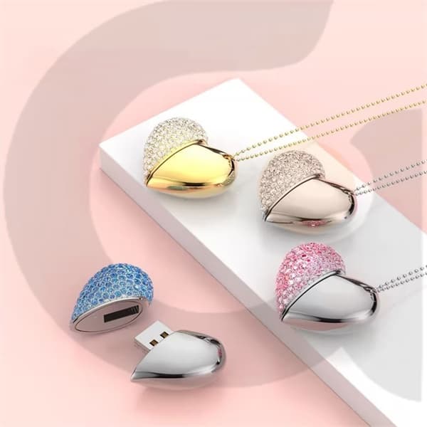 Unidade Flash De Alta Velocidade USB 2.0 De Ligas De Zinco Estilo Coração 1GB 2GB 4GB 8GB 16GB 32GB 64GB 128GB 2TB Pen Drive Stick