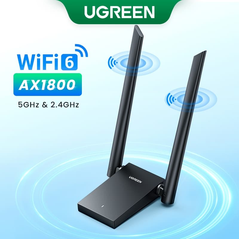 Adaptador Wifi UGREEN AX1800 WiFi6 Antena Dupla USB3.0 5G & 2.4G USB De Banda Para PC Portátil Receptor Ethernet Placa