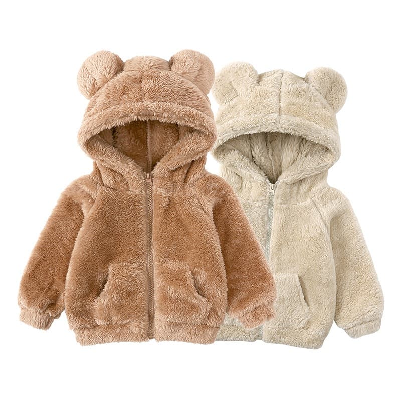 Casacos De Pelúcia De Outono De Inverno Com Capuz Quente Versão Coreana 0-7 Anos De Idade Meninos Meninas Roupas Esportivas Casuais Moda Infantil