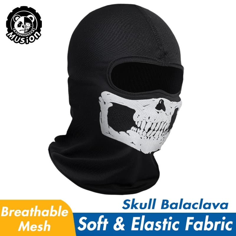 Musion - Balaclava Máscara Facial com Crânio Black Ghosts Impresso para Cosplay Party Halloween Motocicleta Bicicleta Ciclismo Skate ao Ar Livre Caminhada Esqui