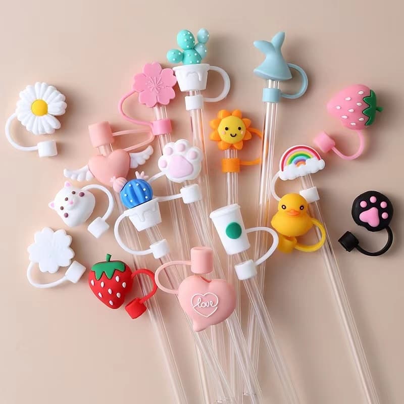 Tampa p/ Canudo 8mm Silicone Ecológico Antivazamento - Acessório Garrafas/Copos - Antipó e Vedação Segura