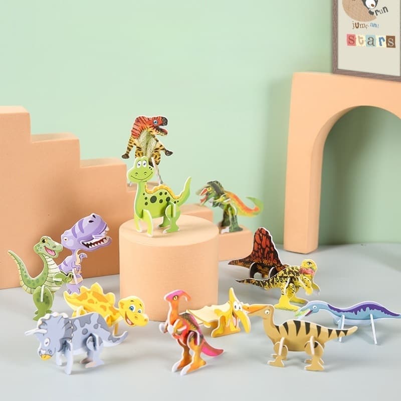 Mini Quebra-cabeça de Dinossauro Quebra-cabeça de criança de bricolage Quebra-cabeça de brinquedo educativo pequeno