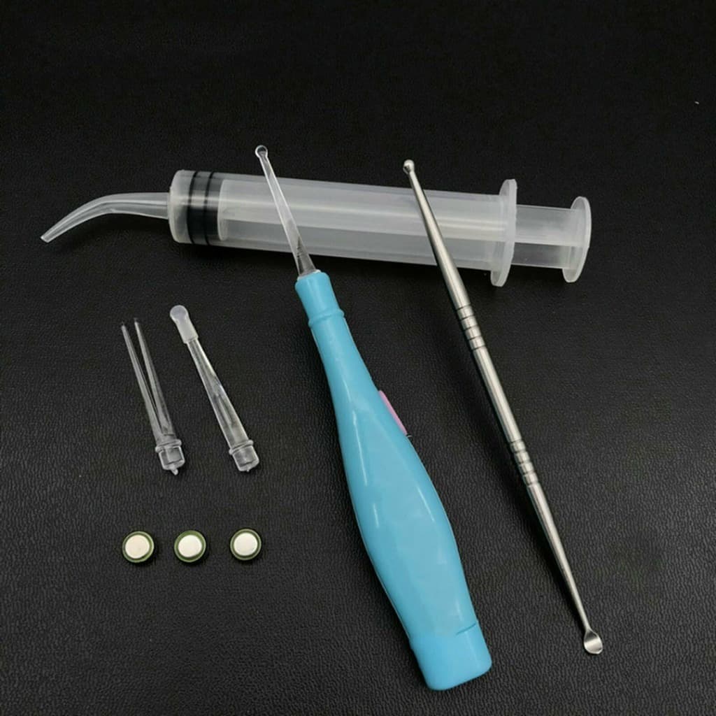Ferramenta De Remoção De Pedras De Tonelada Limpador De Cera De Orelha De Aço Inoxidável Com kit De Limpeza LED Light