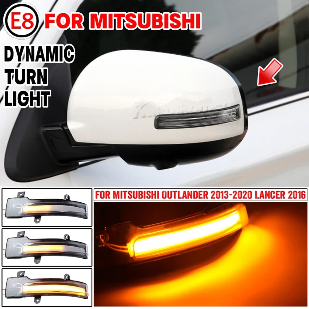 2 Peças Adequadas para Mitsubishi ASX 2013-2020 Lancer 2016 LED Sinal Dinâmico de Giro do Espelho retrovisor 8351A135 8351A136