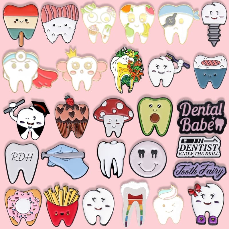 49 Estilos Broche Criativo De Esmalte Dental Com Mochila Dentária Cartoon Badge As A Gift for Friends To Protect Their Teeth